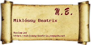 Miklóssy Beatrix névjegykártya